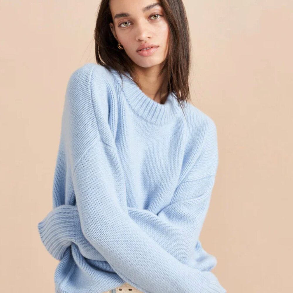 La Ligne Sweater | Solid Marin Sweater in Pale Blue